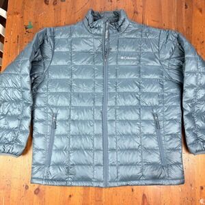 Columbia Omni-Heat 650TD Down Puffer Packable Jacket Mens XL Gray Full Zip 69724